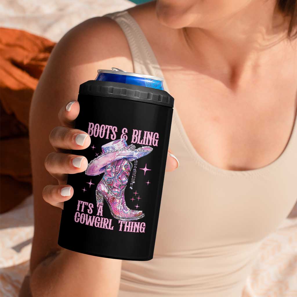 Boots and Bling Its A Cowgirl Thing 4 in 1 Can Cooler Tumbler