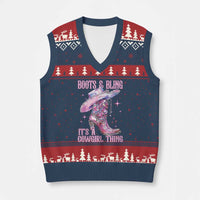 Boots and Bling Its A Cowgirl Thing V-Neck Knit Sweater Vest