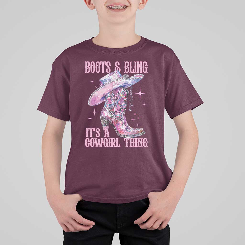Boots and Bling Its A Cowgirl Thing T Shirt For Kid