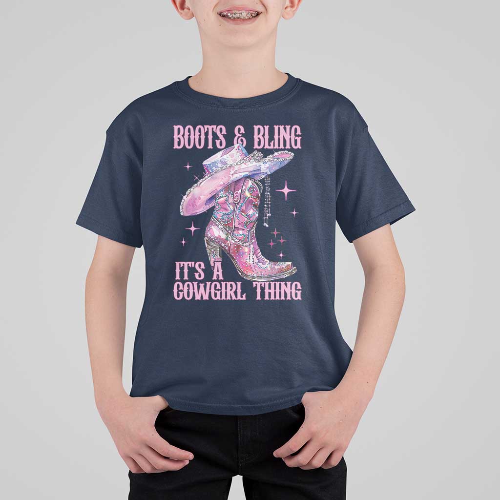 Boots and Bling Its A Cowgirl Thing T Shirt For Kid