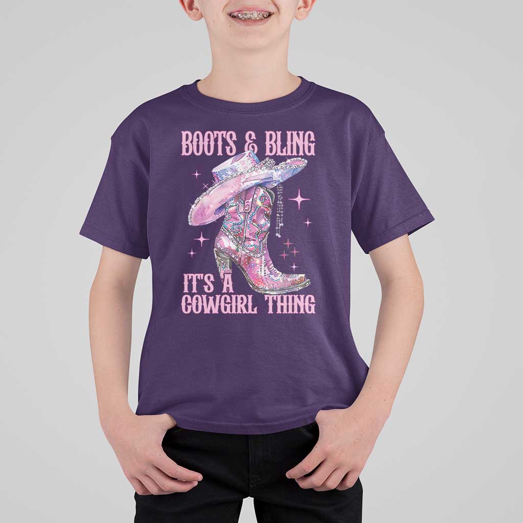 Boots and Bling Its A Cowgirl Thing T Shirt For Kid