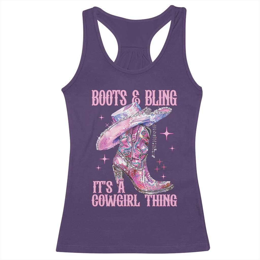 Boots and Bling Its A Cowgirl Thing Racerback Tank Top