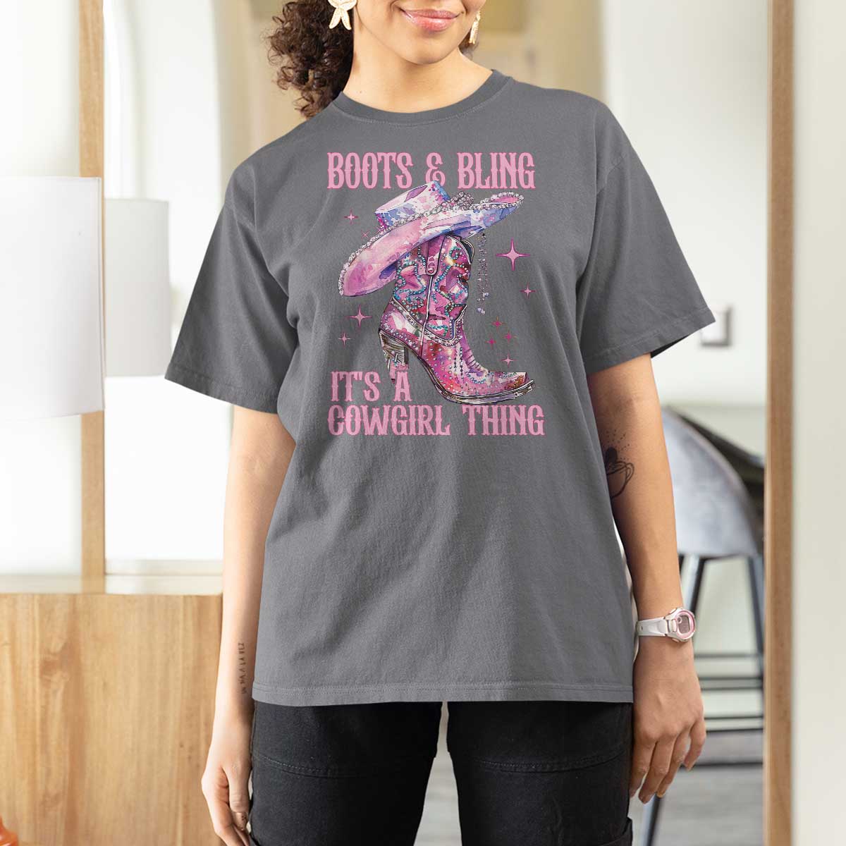 Boots and Bling Its A Cowgirl Thing T Shirt For Women