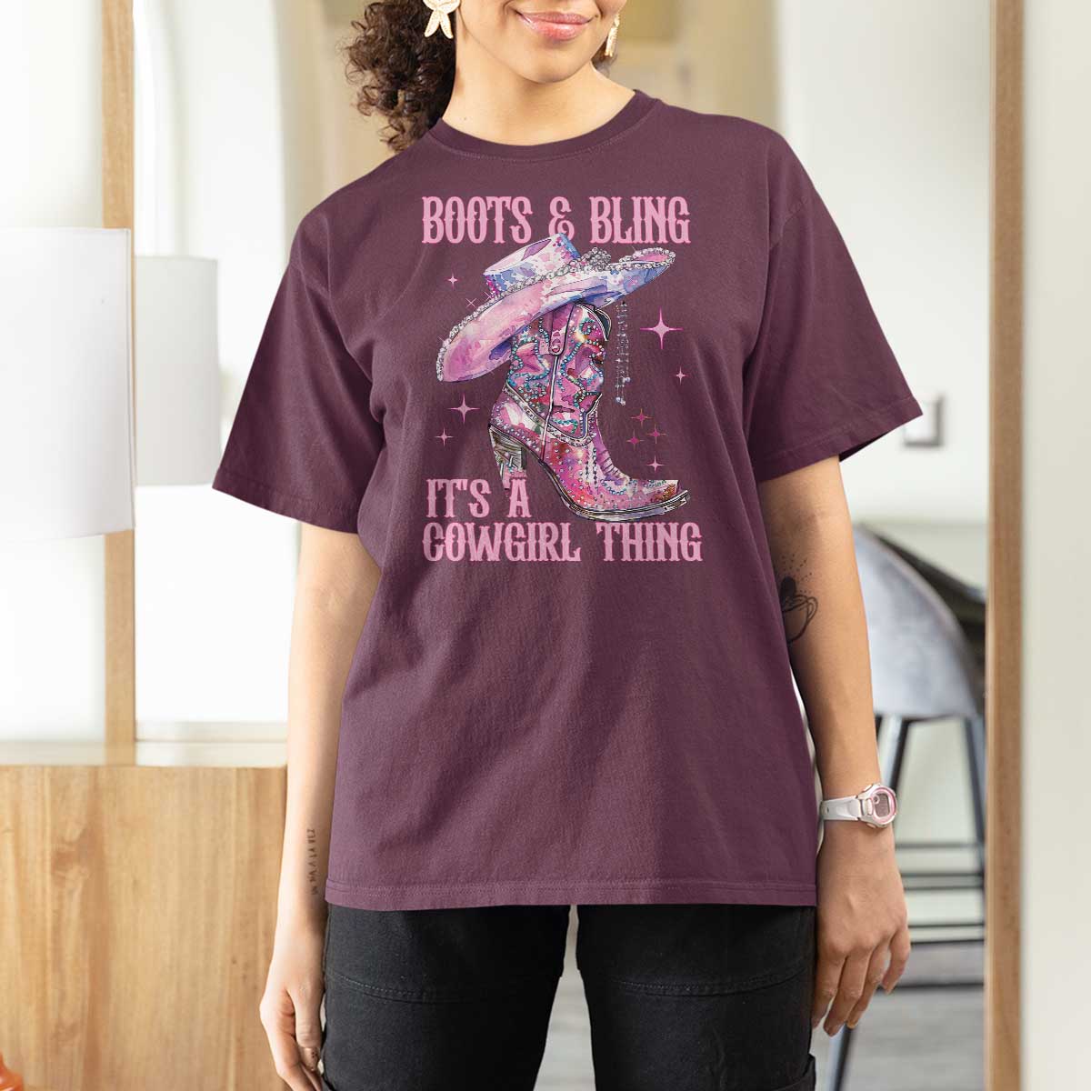 Boots and Bling Its A Cowgirl Thing T Shirt For Women