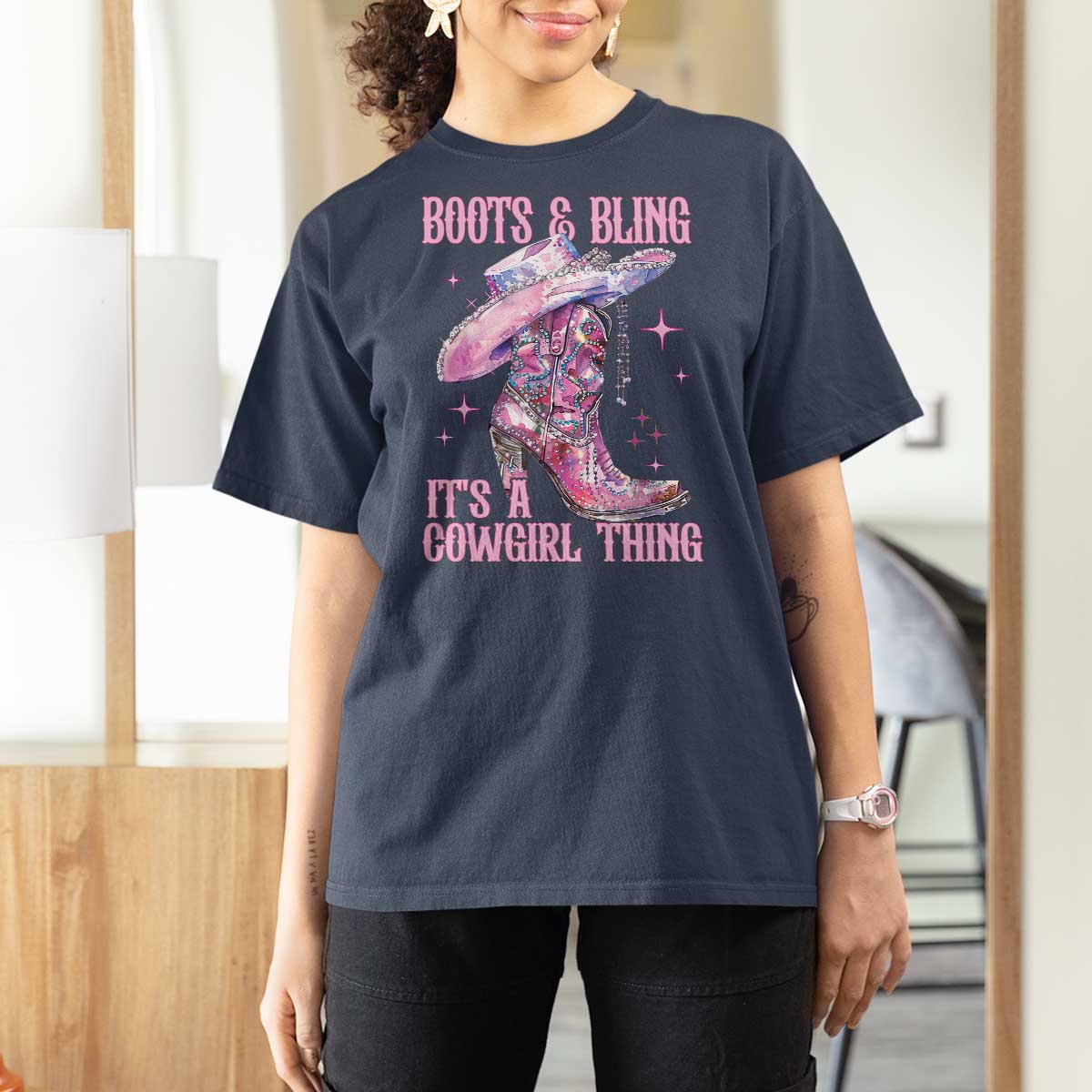 Boots and Bling Its A Cowgirl Thing T Shirt For Women