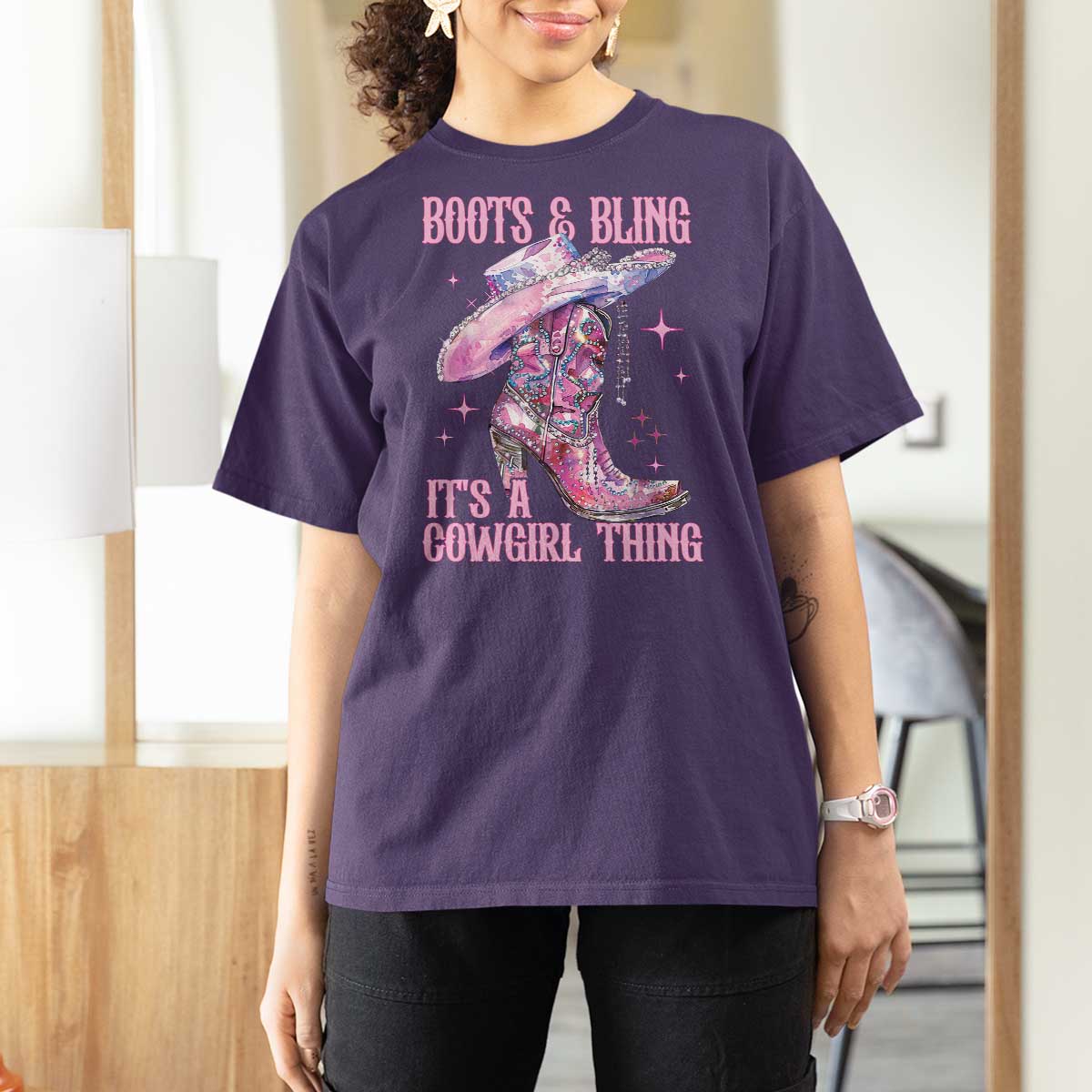Boots and Bling Its A Cowgirl Thing T Shirt For Women