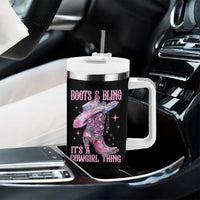 Boots and Bling Its A Cowgirl Thing Tumbler With Handle