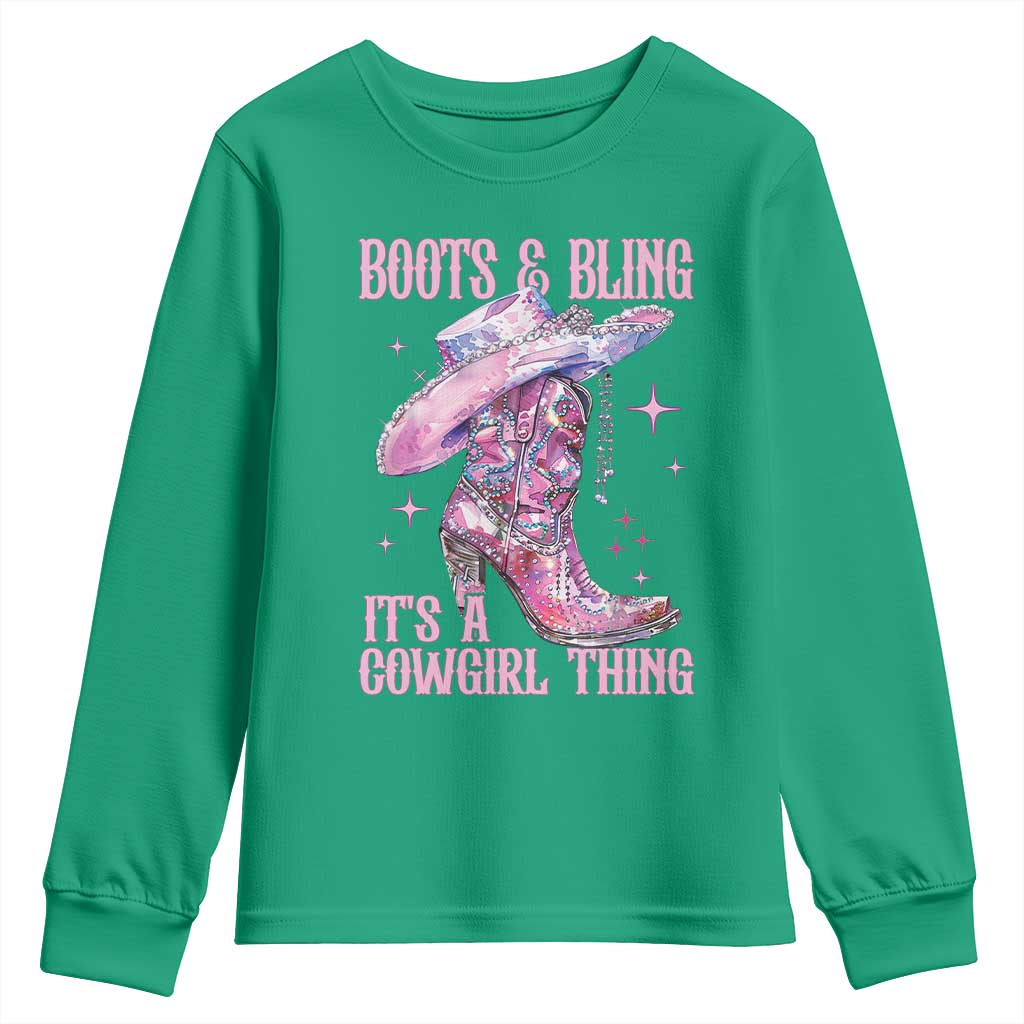 Boots and Bling Its A Cowgirl Thing Youth Sweatshirt