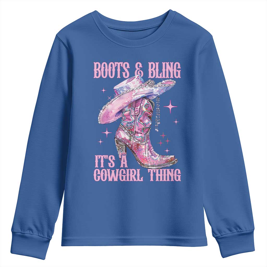 Boots and Bling Its A Cowgirl Thing Youth Sweatshirt