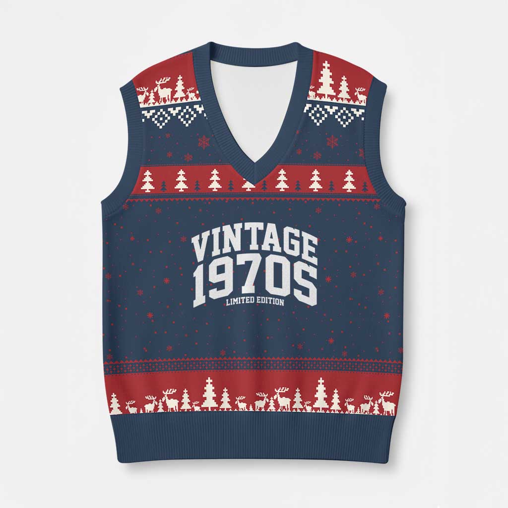 Vintage 1970s Limited Edition V-Neck Knit Sweater Vest Vintage Varsity Funny Cool 1970 Theme