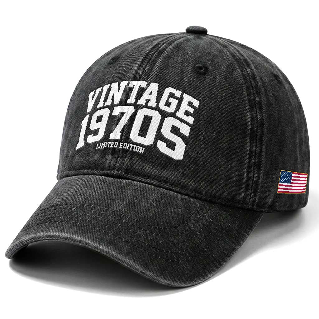 Vintage 1970s Limited Edition Washed Cotton Baseball Cap Vintage Varsity Funny Cool 1970 Theme