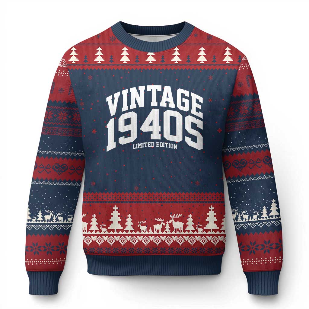 Vintage 1940s Limited Edition Ugly Christmas Sweater Vintage Varsity Funny Cool 1940 Theme