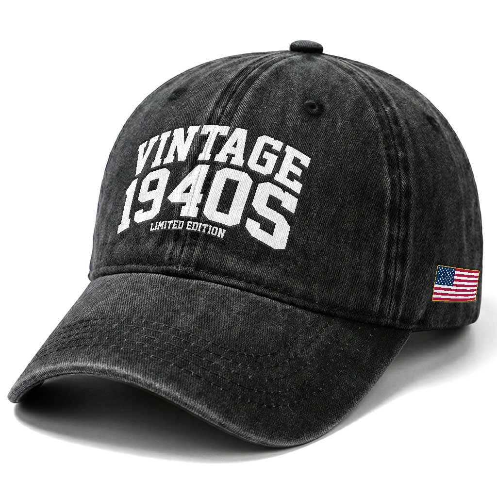 Vintage 1940s Limited Edition Washed Cotton Baseball Cap Vintage Varsity Funny Cool 1940 Theme
