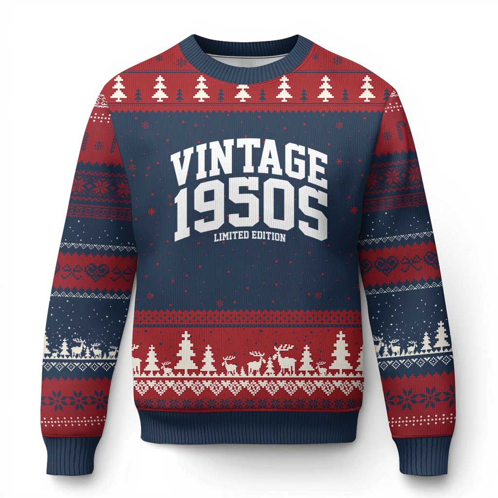 Vintage 1950s Limited Edition Ugly Christmas Sweater Vintage Varsity Funny Cool 1950 Theme