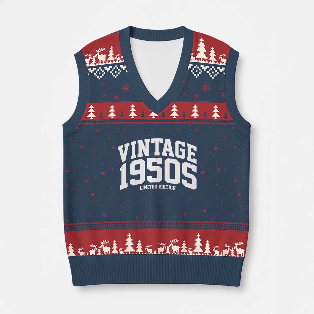 Vintage 1950s Limited Edition V-Neck Knit Sweater Vest Vintage Varsity Funny Cool 1950 Theme