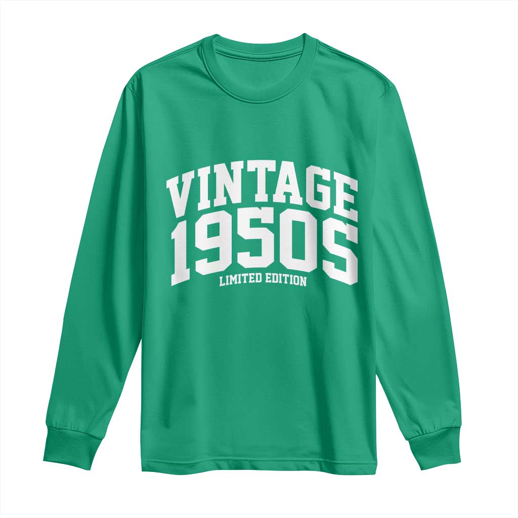 Vintage 1950s Limited Edition Long Sleeve Shirt Vintage Varsity Funny Cool 1950 Theme