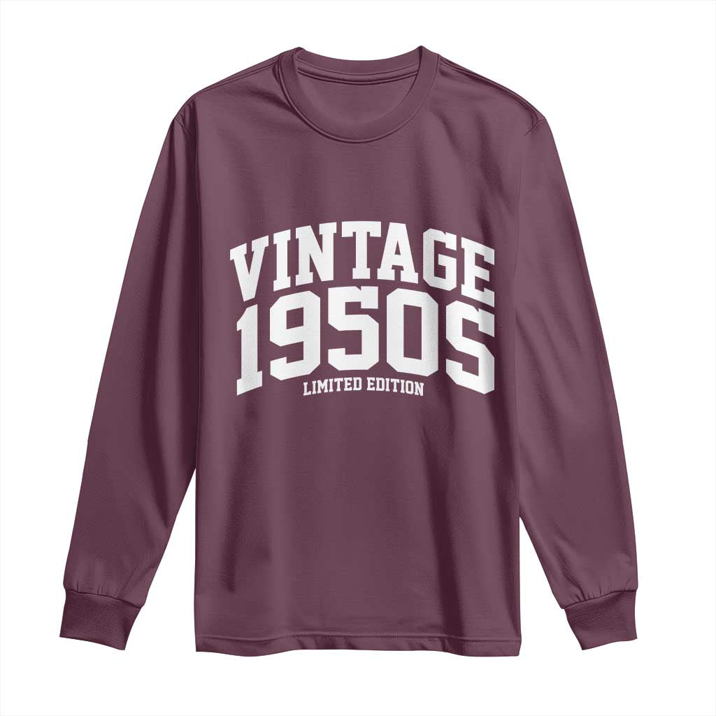 Vintage 1950s Limited Edition Long Sleeve Shirt Vintage Varsity Funny Cool 1950 Theme