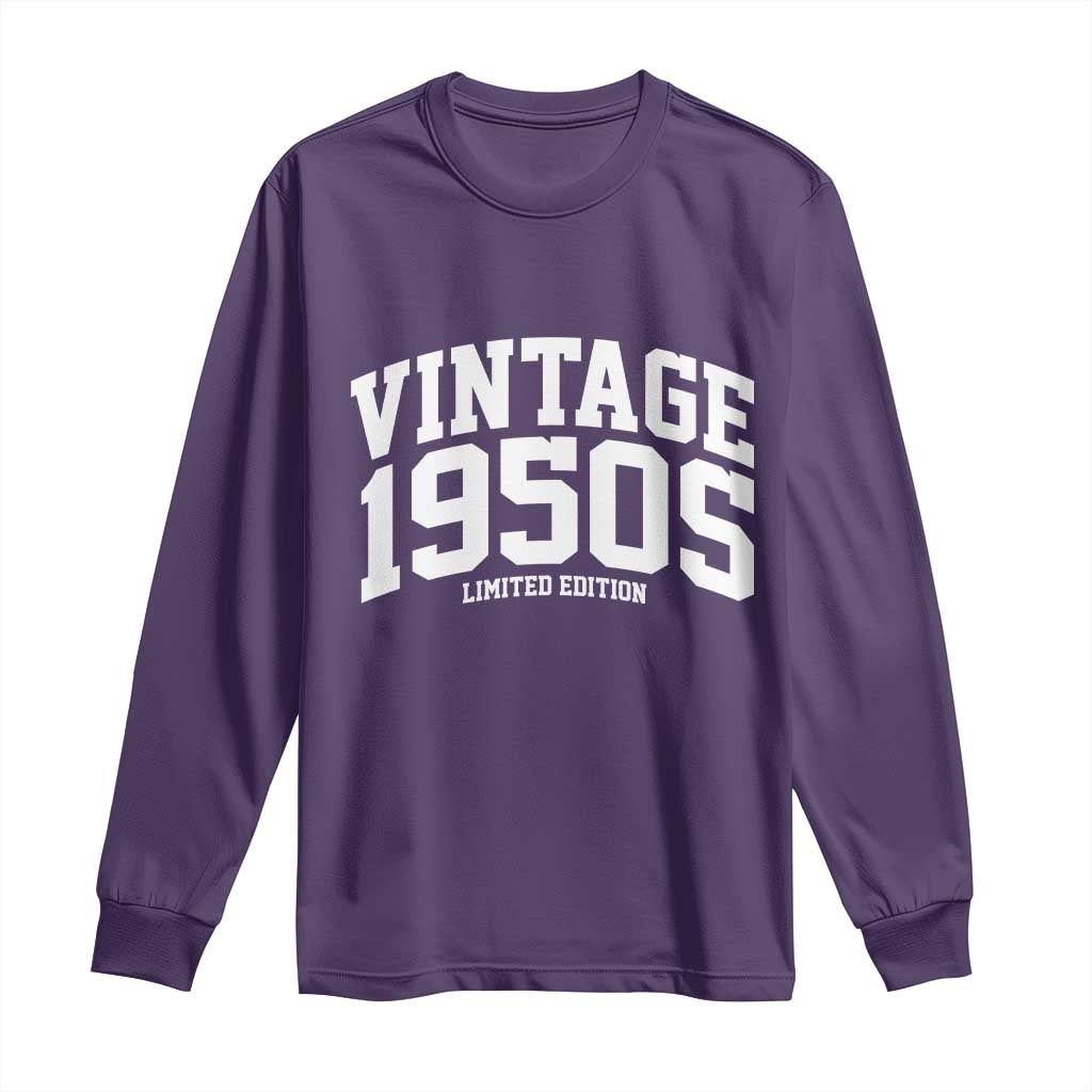 Vintage 1950s Limited Edition Long Sleeve Shirt Vintage Varsity Funny Cool 1950 Theme