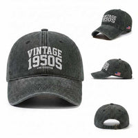 Vintage 1950s Limited Edition Washed Cotton Baseball Cap Vintage Varsity Funny Cool 1950 Theme