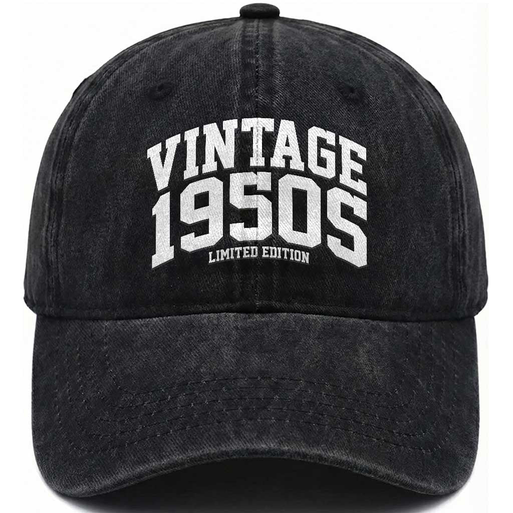 Vintage 1950s Limited Edition Washed Cotton Baseball Cap Vintage Varsity Funny Cool 1950 Theme