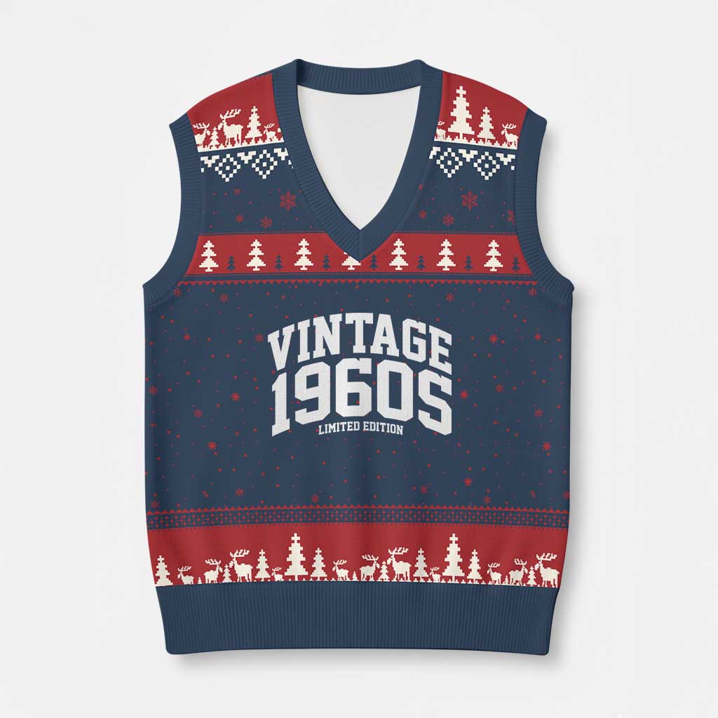 Vintage 1960s Limited Edition V-Neck Knit Sweater Vest Vintage Varsity Funny Cool 1960 Theme