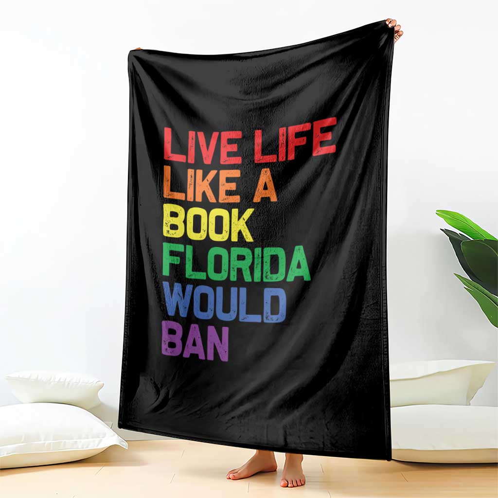 Retro Live Like Book In Florida LGBTQ Subtle Pride Throw Blanket Rainbow LGBTQIA Pride - Wonder Print Shop
