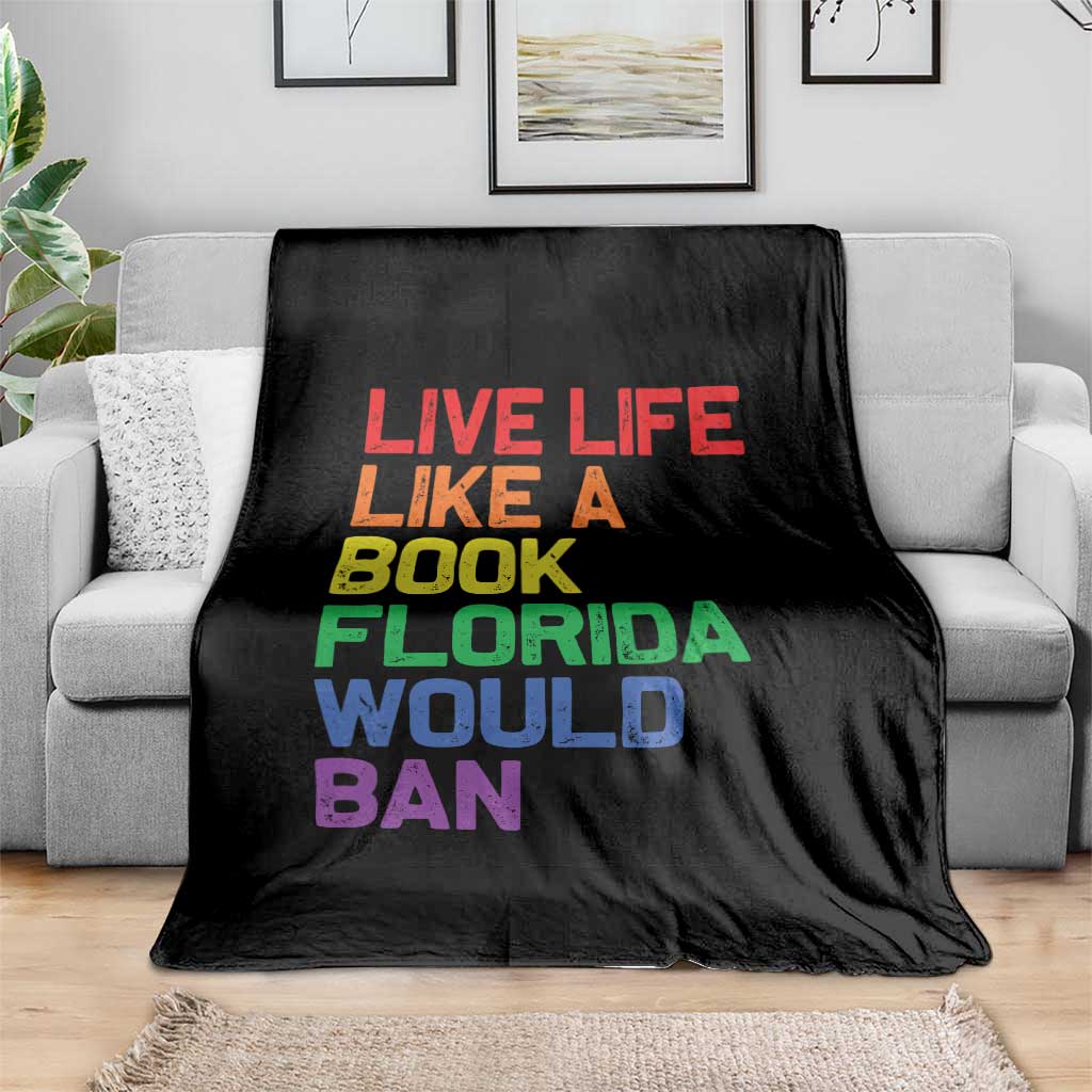 Retro Live Like Book In Florida LGBTQ Subtle Pride Throw Blanket Rainbow LGBTQIA Pride - Wonder Print Shop