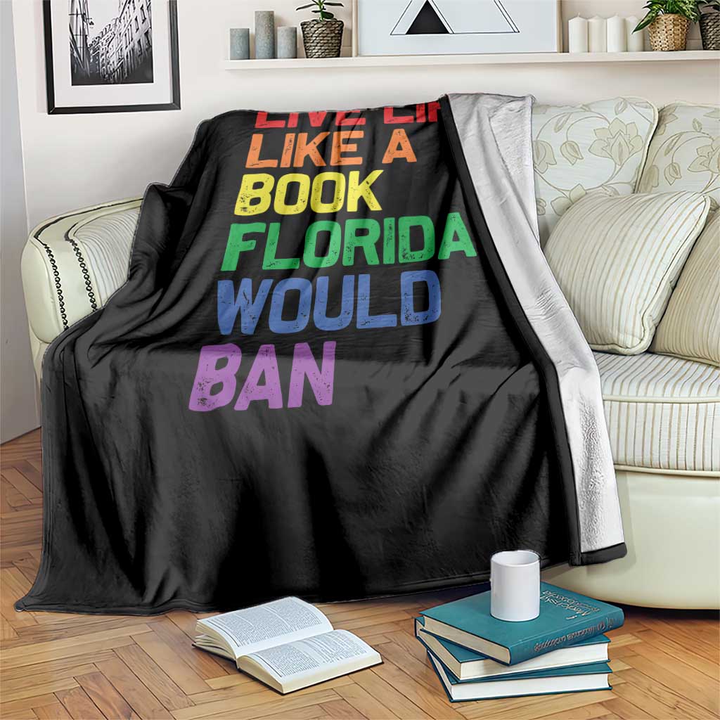 Retro Live Like Book In Florida LGBTQ Subtle Pride Throw Blanket Rainbow LGBTQIA Pride - Wonder Print Shop