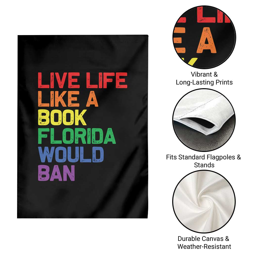 Retro Live Like Book In Florida LGBTQ Subtle Pride Garden Flag Rainbow LGBTQIA Pride - Wonder Print Shop