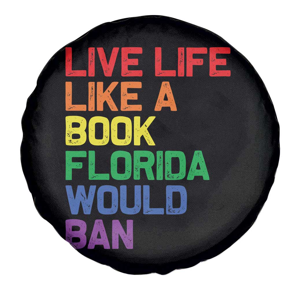 Retro Live Like Book In Florida LGBTQ Subtle Pride Spare Tire Cover Rainbow LGBTQIA Pride - Wonder Print Shop