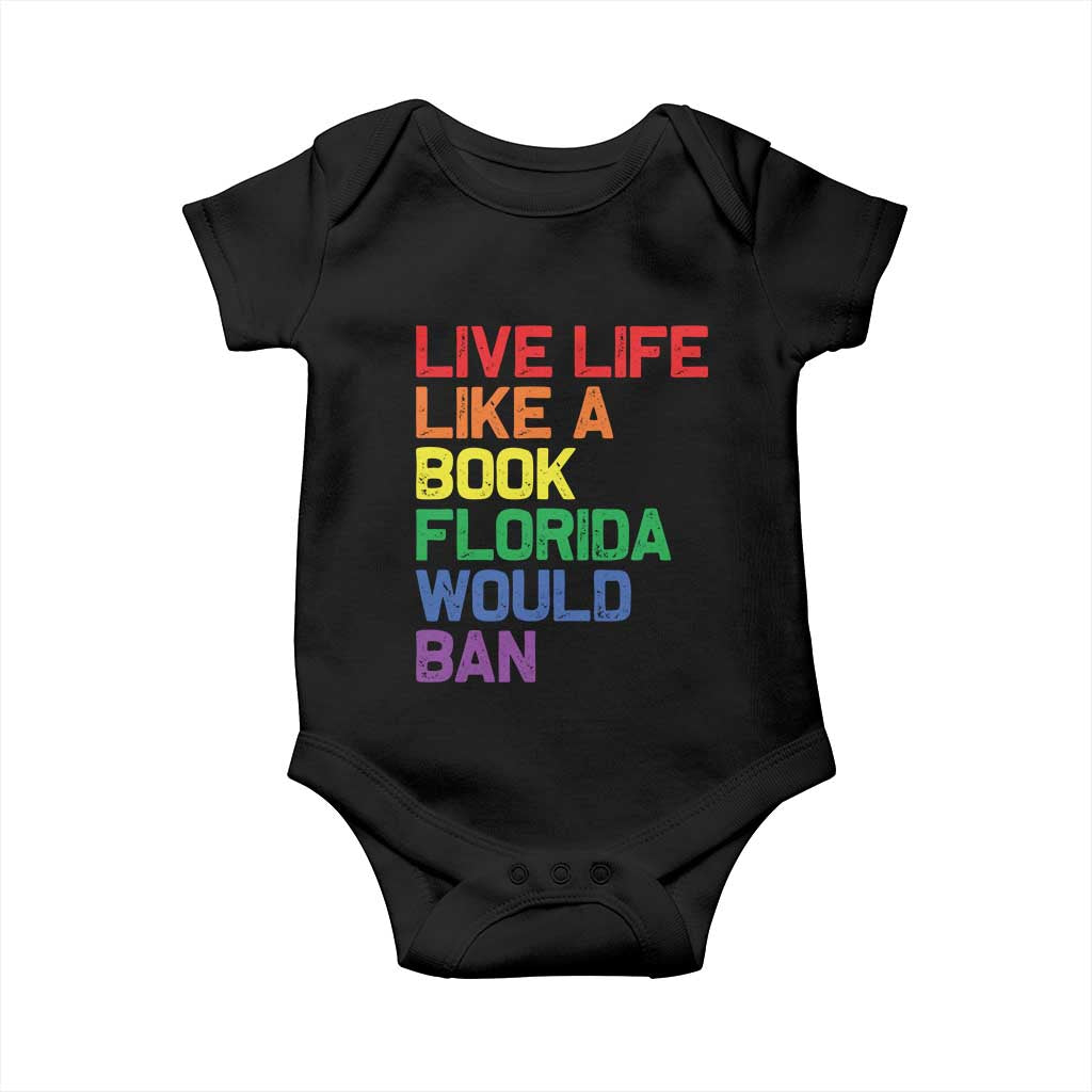 Retro Live Like Book In Florida LGBTQ Subtle Pride Baby Onesie Rainbow LGBTQIA Pride - Wonder Print Shop