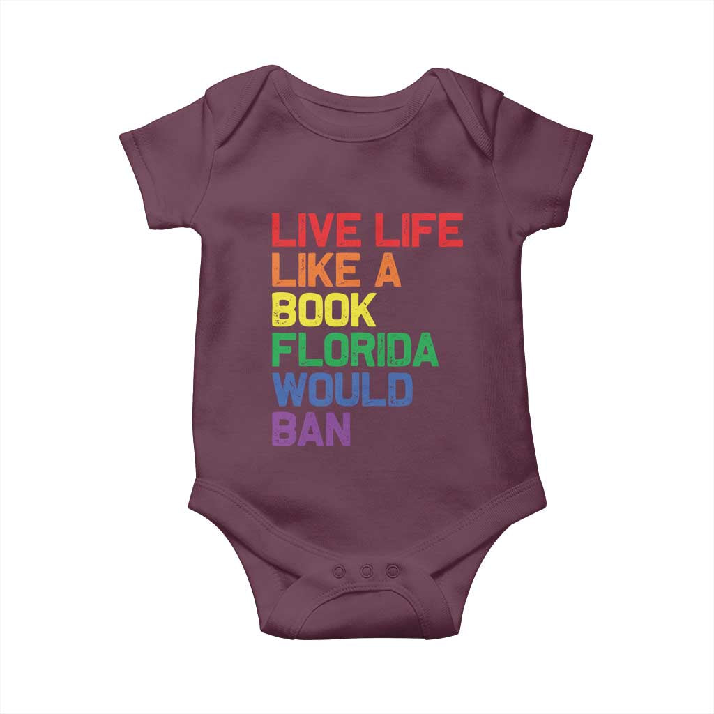 Retro Live Like Book In Florida LGBTQ Subtle Pride Baby Onesie Rainbow LGBTQIA Pride - Wonder Print Shop