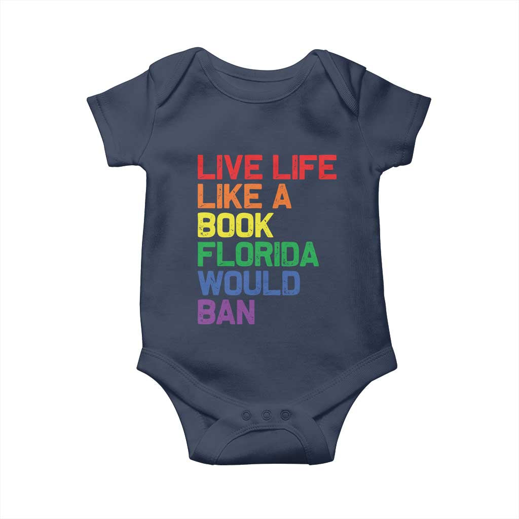 Retro Live Like Book In Florida LGBTQ Subtle Pride Baby Onesie Rainbow LGBTQIA Pride - Wonder Print Shop