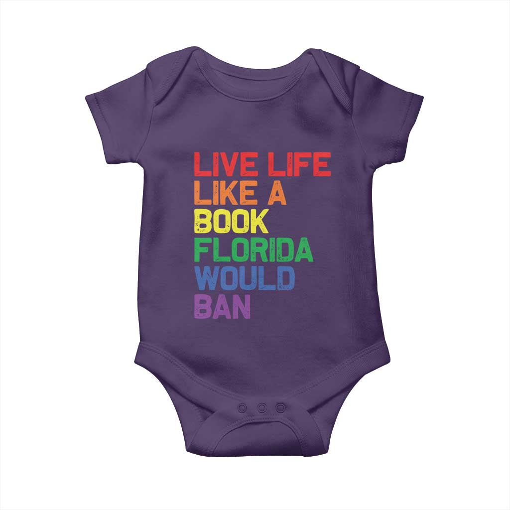 Retro Live Like Book In Florida LGBTQ Subtle Pride Baby Onesie Rainbow LGBTQIA Pride - Wonder Print Shop