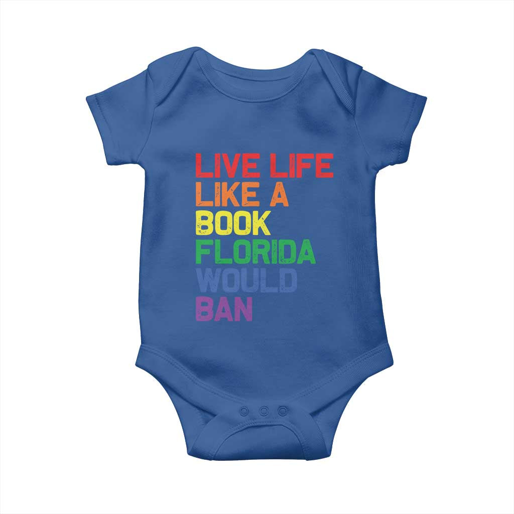 Retro Live Like Book In Florida LGBTQ Subtle Pride Baby Onesie Rainbow LGBTQIA Pride - Wonder Print Shop