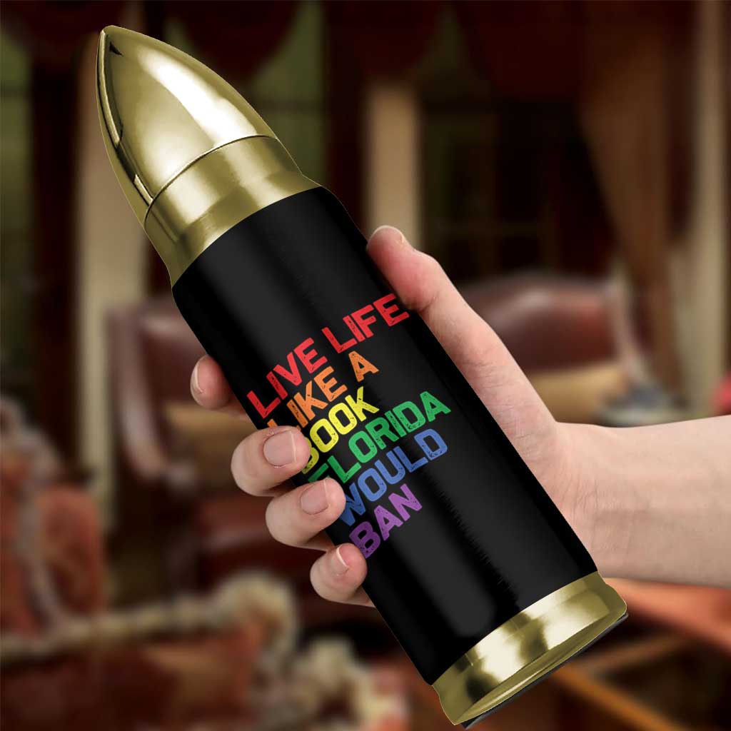 Retro Live Like Book In Florida LGBTQ Subtle Pride Bullet Tumbler Rainbow LGBTQIA Pride - Wonder Print Shop