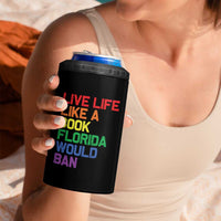 Retro Live Like Book In Florida LGBTQ Subtle Pride 4 in 1 Can Cooler Tumbler Rainbow LGBTQIA Pride - Wonder Print Shop
