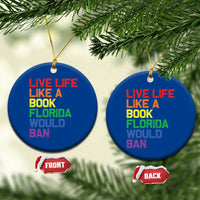 Retro Live Like Book In Florida LGBTQ Subtle Pride Ceramic Ornament Rainbow LGBTQIA Pride - Wonder Print Shop