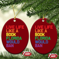 Retro Live Like Book In Florida LGBTQ Subtle Pride Ceramic Ornament Rainbow LGBTQIA Pride - Wonder Print Shop