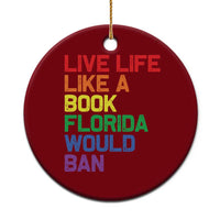 Retro Live Like Book In Florida LGBTQ Subtle Pride Ceramic Ornament Rainbow LGBTQIA Pride - Wonder Print Shop