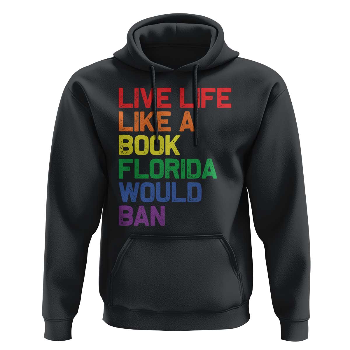 Retro Live Like Book In Florida LGBTQ Subtle Pride Hoodie Rainbow LGBTQIA Pride - Wonder Print Shop
