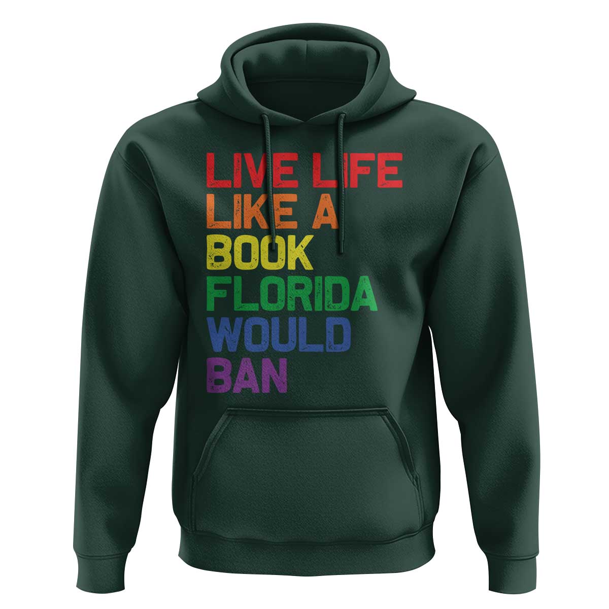 Retro Live Like Book In Florida LGBTQ Subtle Pride Hoodie Rainbow LGBTQIA Pride - Wonder Print Shop