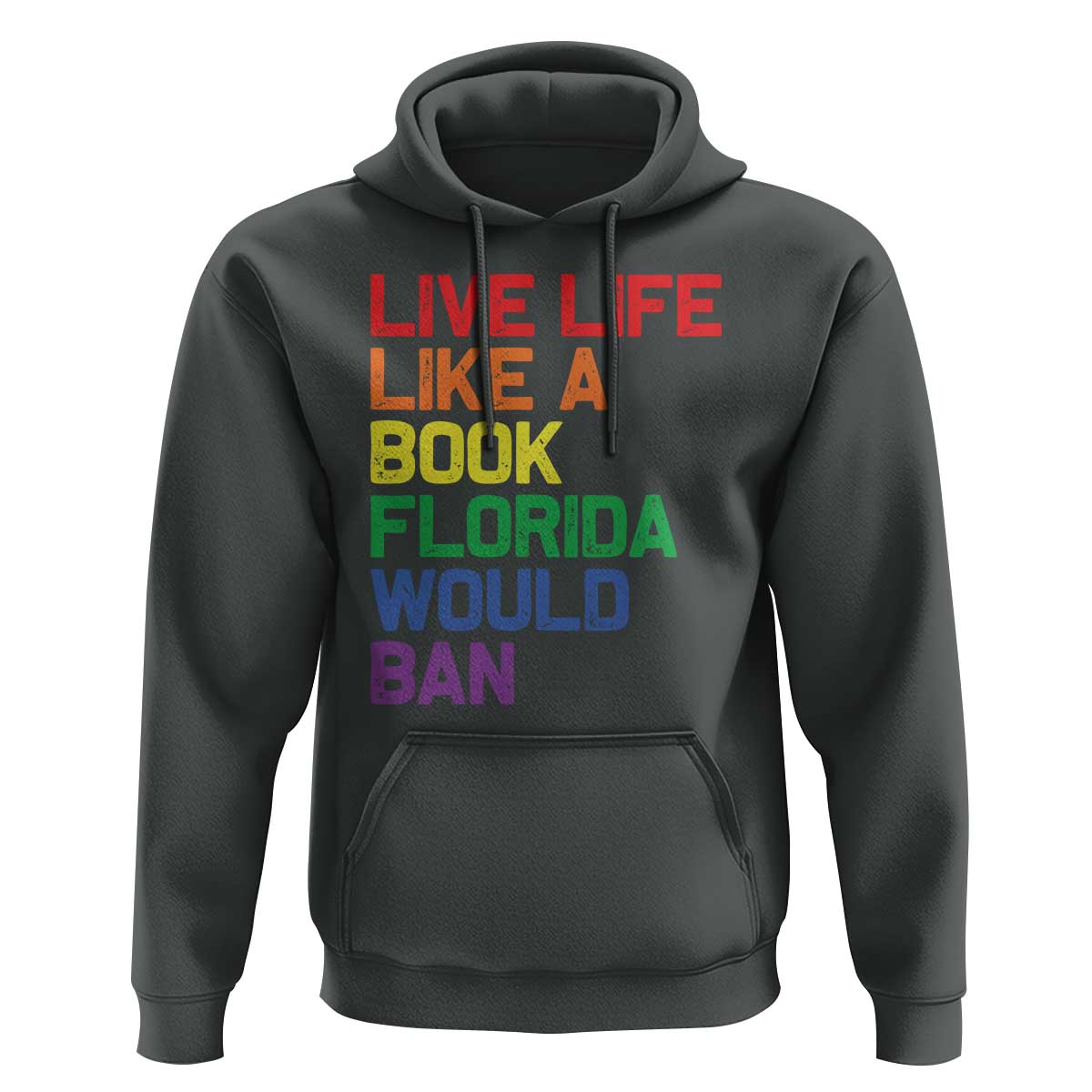 Retro Live Like Book In Florida LGBTQ Subtle Pride Hoodie Rainbow LGBTQIA Pride - Wonder Print Shop