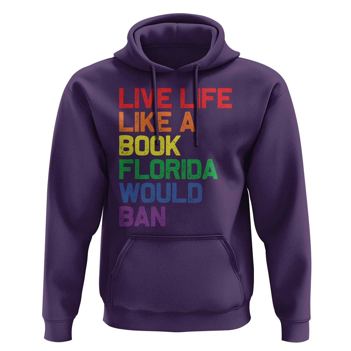 Retro Live Like Book In Florida LGBTQ Subtle Pride Hoodie Rainbow LGBTQIA Pride - Wonder Print Shop