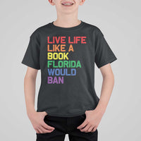 Retro Live Like Book In Florida LGBTQ Subtle Pride T Shirt For Kid Rainbow LGBTQIA Pride - Wonder Print Shop