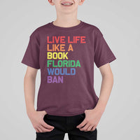 Retro Live Like Book In Florida LGBTQ Subtle Pride T Shirt For Kid Rainbow LGBTQIA Pride - Wonder Print Shop