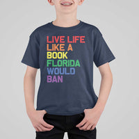 Retro Live Like Book In Florida LGBTQ Subtle Pride T Shirt For Kid Rainbow LGBTQIA Pride - Wonder Print Shop