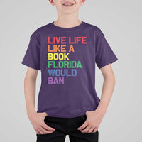 Retro Live Like Book In Florida LGBTQ Subtle Pride T Shirt For Kid Rainbow LGBTQIA Pride - Wonder Print Shop