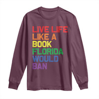 Retro Live Like Book In Florida LGBTQ Subtle Pride Long Sleeve Shirt Rainbow LGBTQIA Pride - Wonder Print Shop