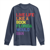 Retro Live Like Book In Florida LGBTQ Subtle Pride Long Sleeve Shirt Rainbow LGBTQIA Pride - Wonder Print Shop